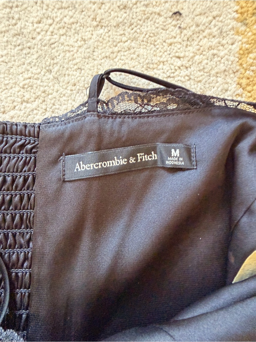 Black Satin Full Slip with Lace Trim - Picture 5 of 5